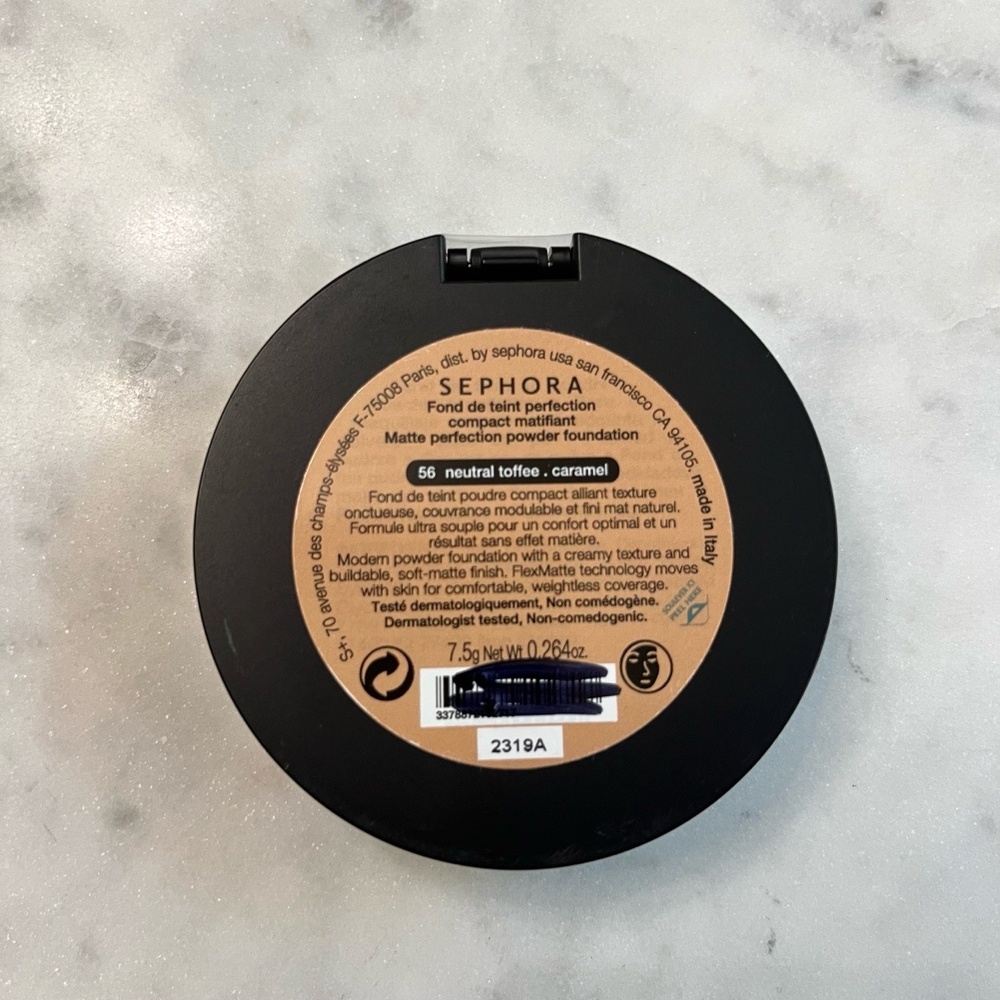 New Sephora Matte Perfection Powder Foundation Compact 56 NEUTRAL COFFEE CARAMEL